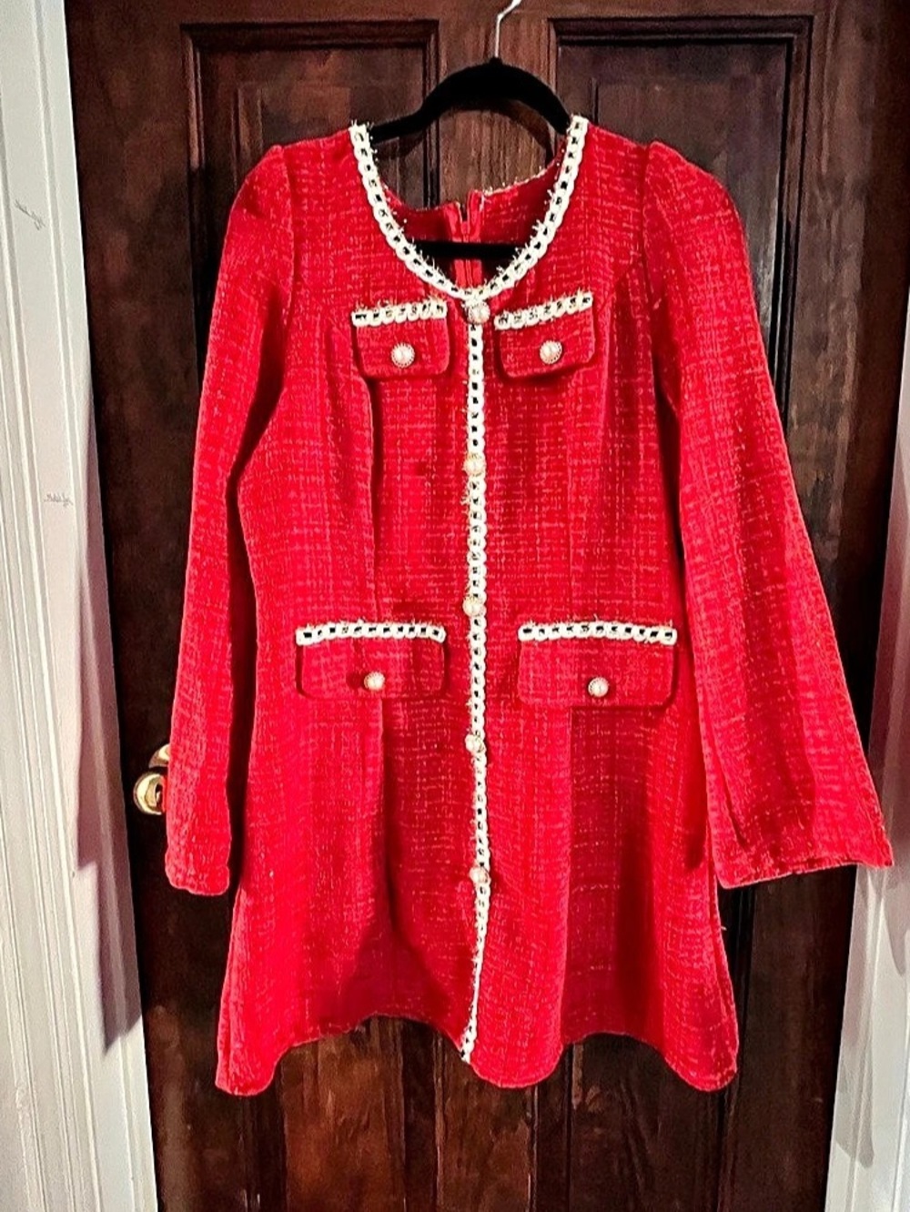 SHEIN red textured blazer style dress